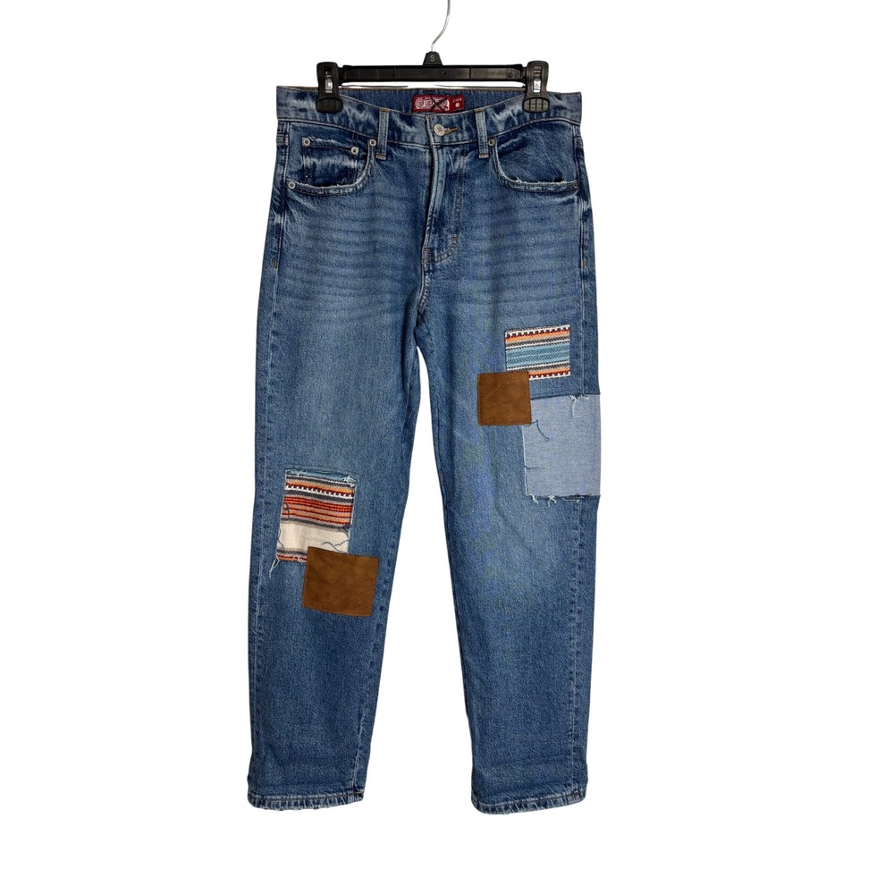 Lucky Brand Women's Distressed Straight Mid-Rise Jeans with Patches Size 0/25R